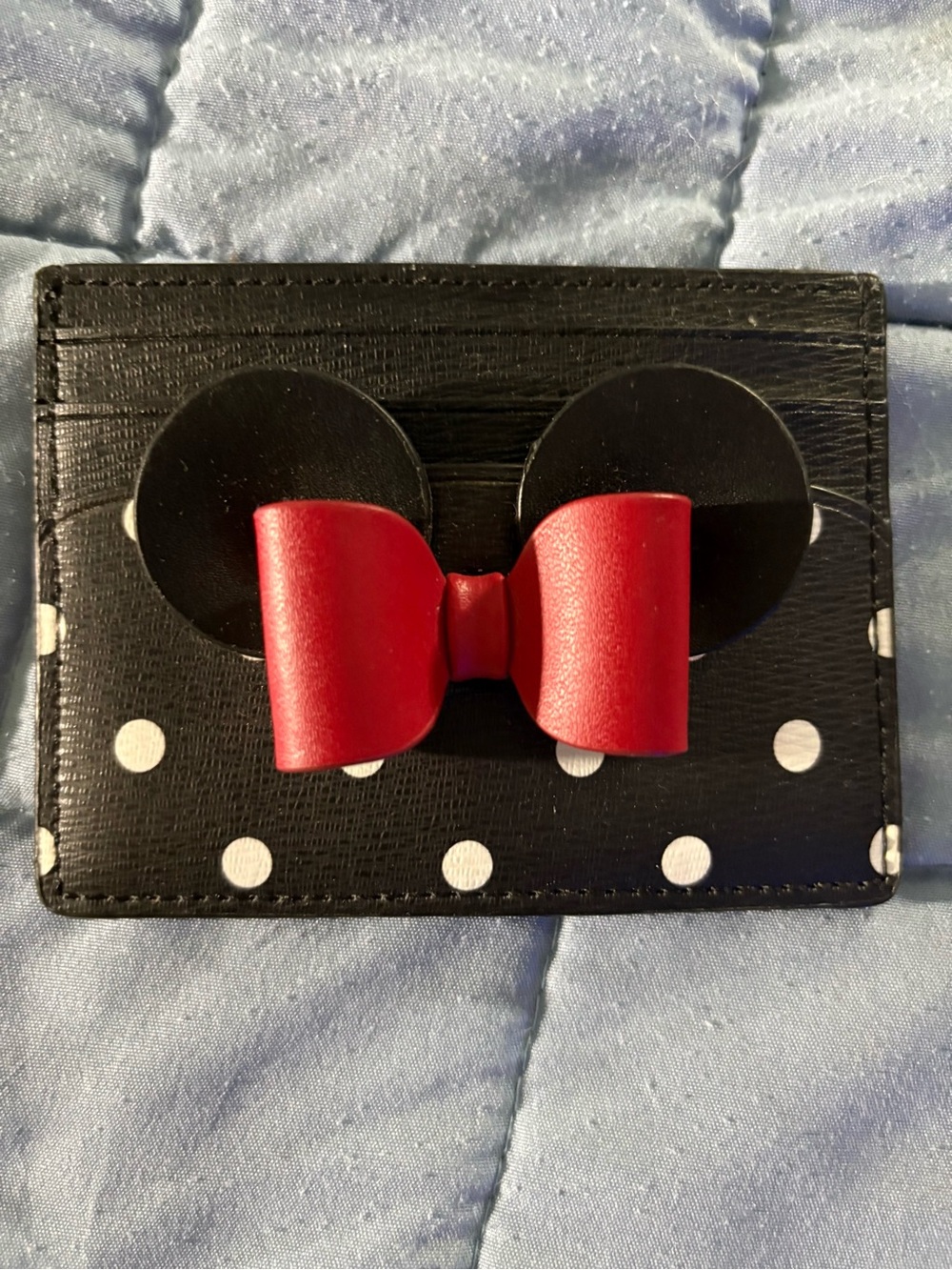 Kate Spade Polka Dot Minnie Mouse Card Holder with Red Bow